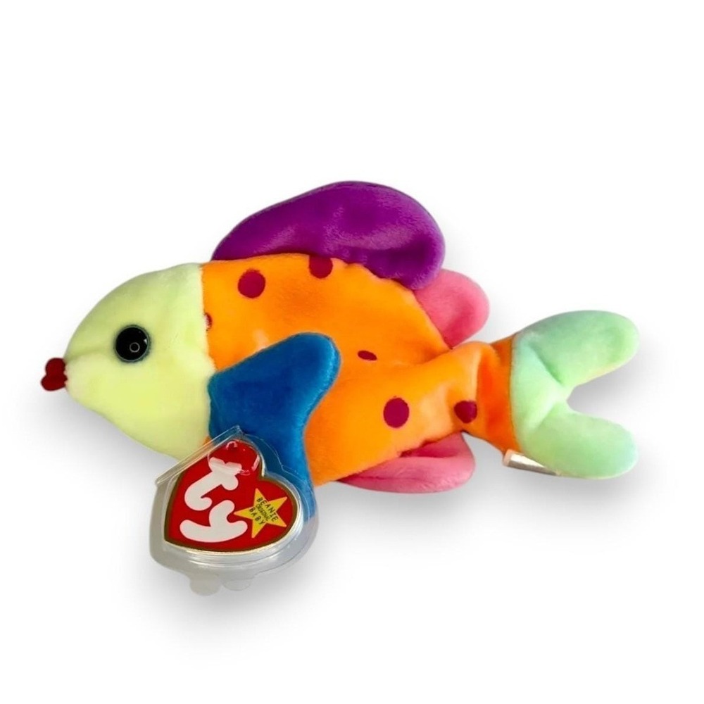 Lips the Fish Ty Beanie Baby | Neon Reef Drifter | Mint Heart Tag - Picture 5 of 6